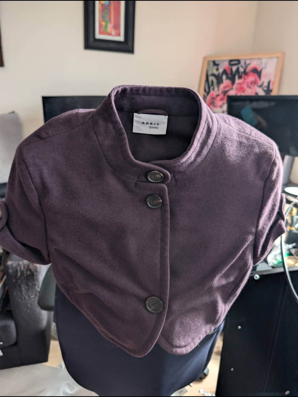 Akris Punto Womens Short Button-Front Jacket in Dark Plum